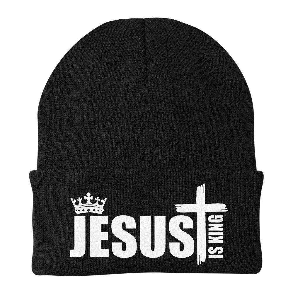 Jesus Is King Simple Crown Logo Beanie