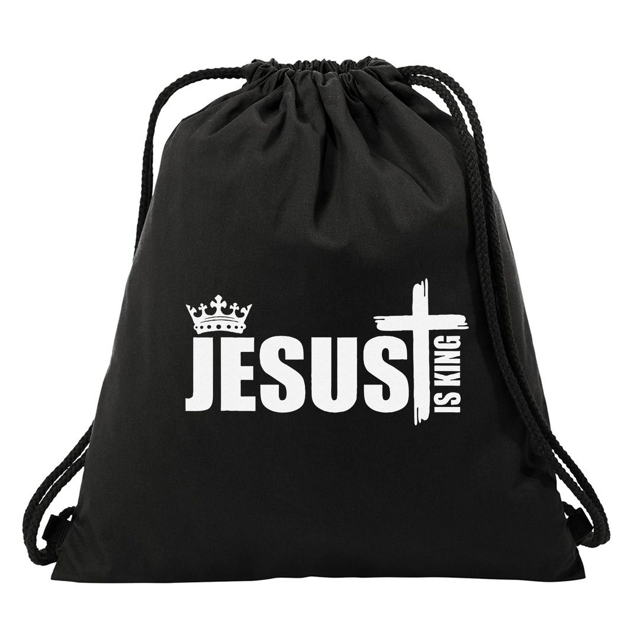 Jesus Is King Simple Crown Logo Drawstring Bag