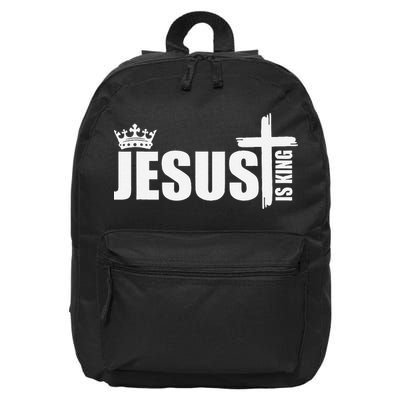 Jesus Is King Simple Crown Logo 16 in Basic Backpack