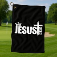 Jesus Is King Simple Crown Logo Golf Towel