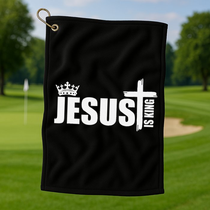 Jesus Is King Simple Crown Logo Golf Towel