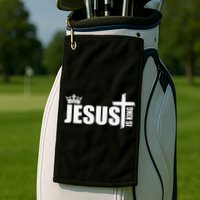 Jesus Is King Simple Crown Logo Golf Towel
