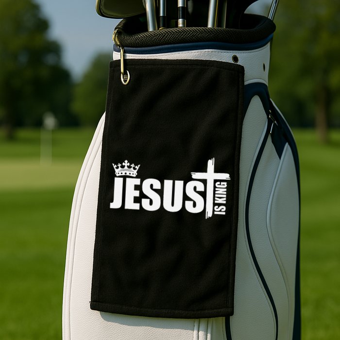 Jesus Is King Simple Crown Logo Golf Towel