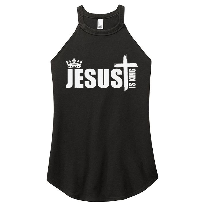 Jesus Is King Simple Crown Logo Women's Perfect Tri Rocker Tank