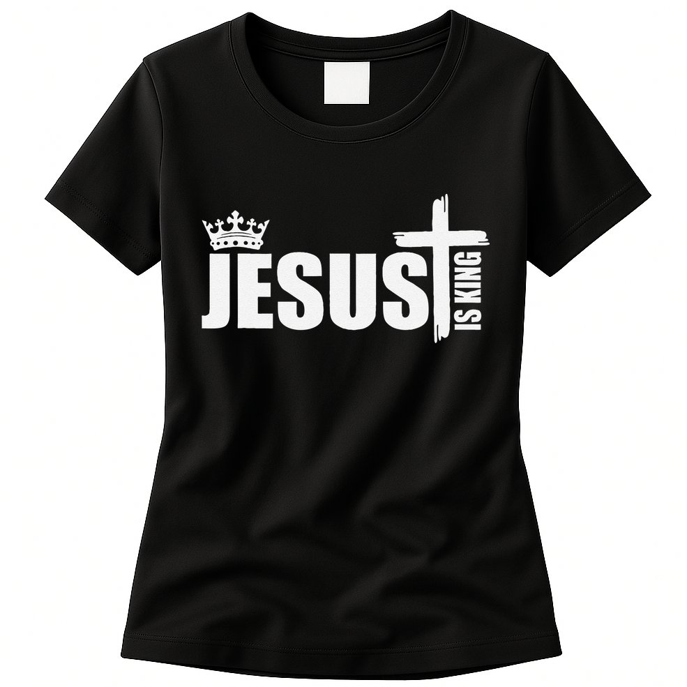 Jesus Is King Simple Crown Logo Womens T-Shirt