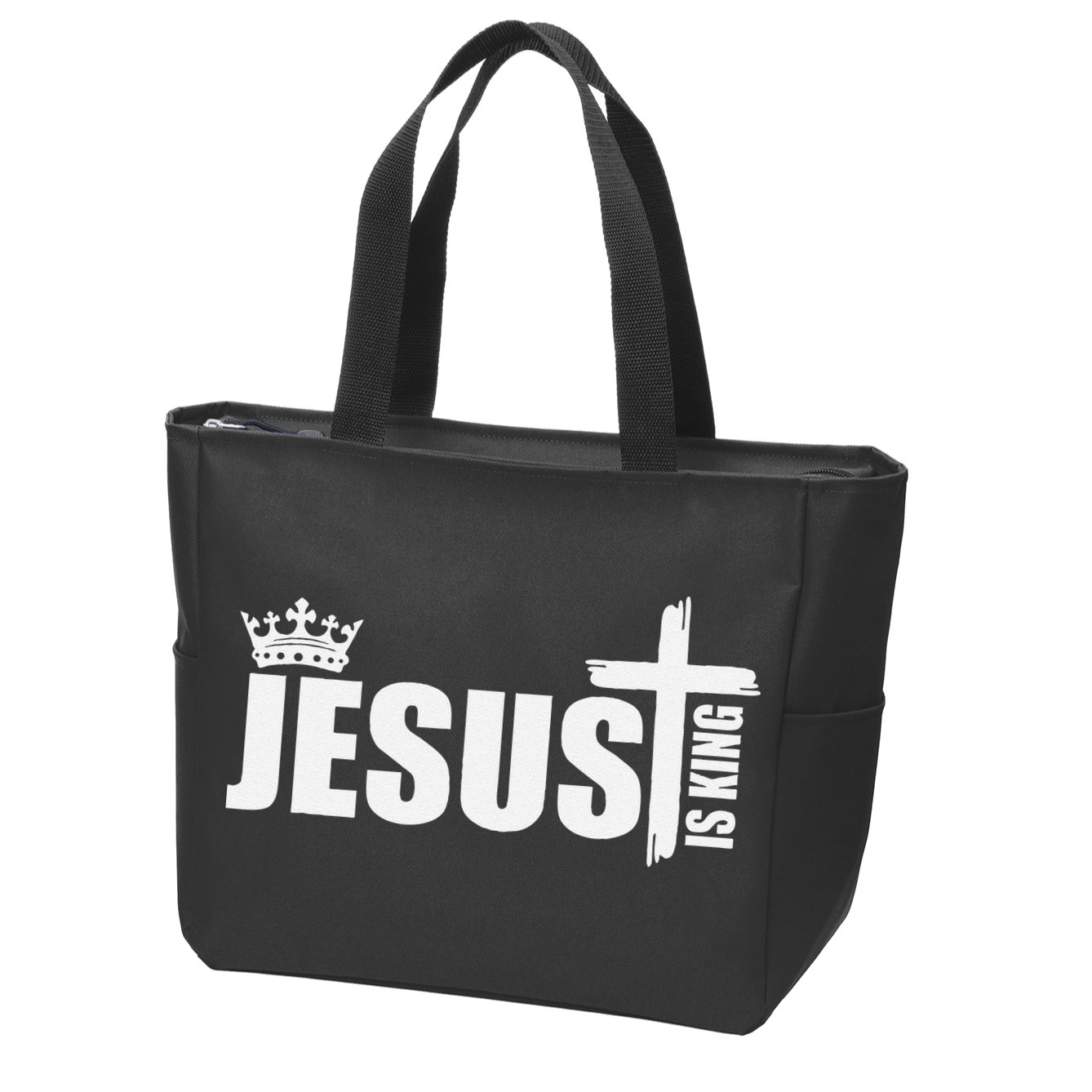 Jesus Is King Simple Crown Logo Zip Tote Bag