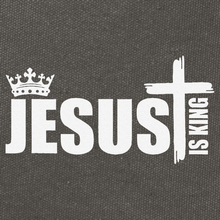 Jesus Is King Simple Crown Logo Cotton Canvas Backpack