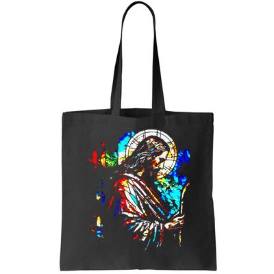 Jesus is King Stained Glass Art Portrait Silhouette Rev 1 8 Bag