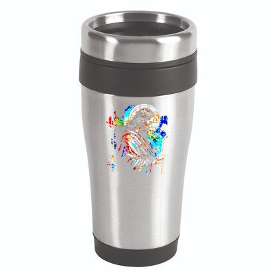 Jesus is King Stained Glass Art Portrait Silhouette Rev 1 8 16oz Travel Tumbler