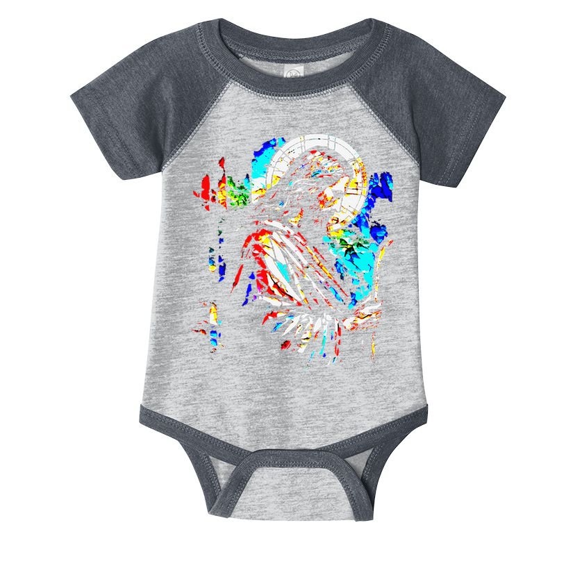 Jesus is King Stained Glass Art Portrait Silhouette Rev 1 8 Infant Baby Jersey Bodysuit