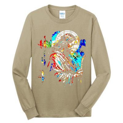 Jesus is King Stained Glass Art Portrait Silhouette Rev 1 8 Tall Long Sleeve T-Shirt
