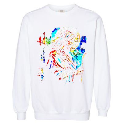 Jesus is King Stained Glass Art Portrait Silhouette Rev 1 8 Garment-Dyed Sweatshirt