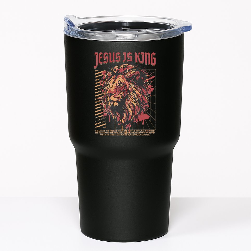 Jesus Is King Christian Lion Bible Scripture Faith Quote Tumbler