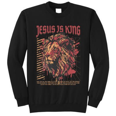 Jesus Is King Christian Lion Bible Scripture Faith Quote Tall Sweatshirt