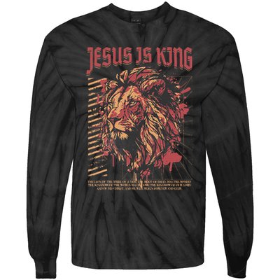 Jesus Is King Christian Lion Bible Scripture Faith Quote Tie-Dye Long Sleeve Shirt