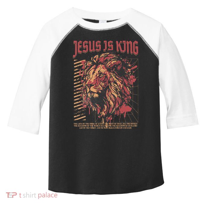 Jesus Is King Christian Lion Bible Scripture Faith Quote Toddler Fine Jersey T-Shirt