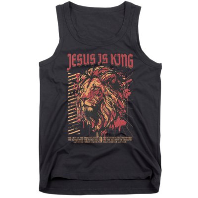 Jesus Is King Christian Lion Bible Scripture Faith Quote Tank Top