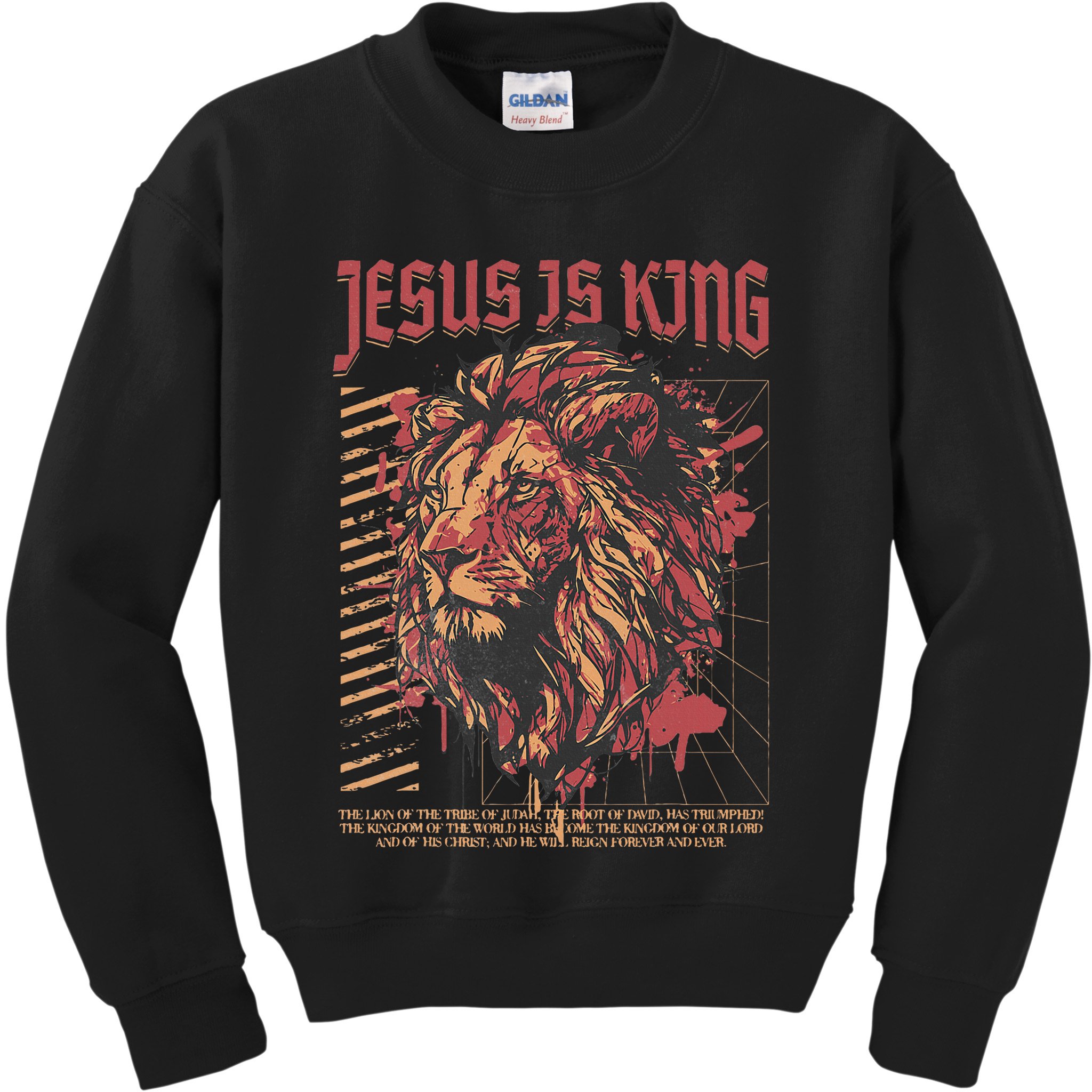 Jesus Is King Christian Lion Bible Scripture Faith Quote Kids Sweatshirt
