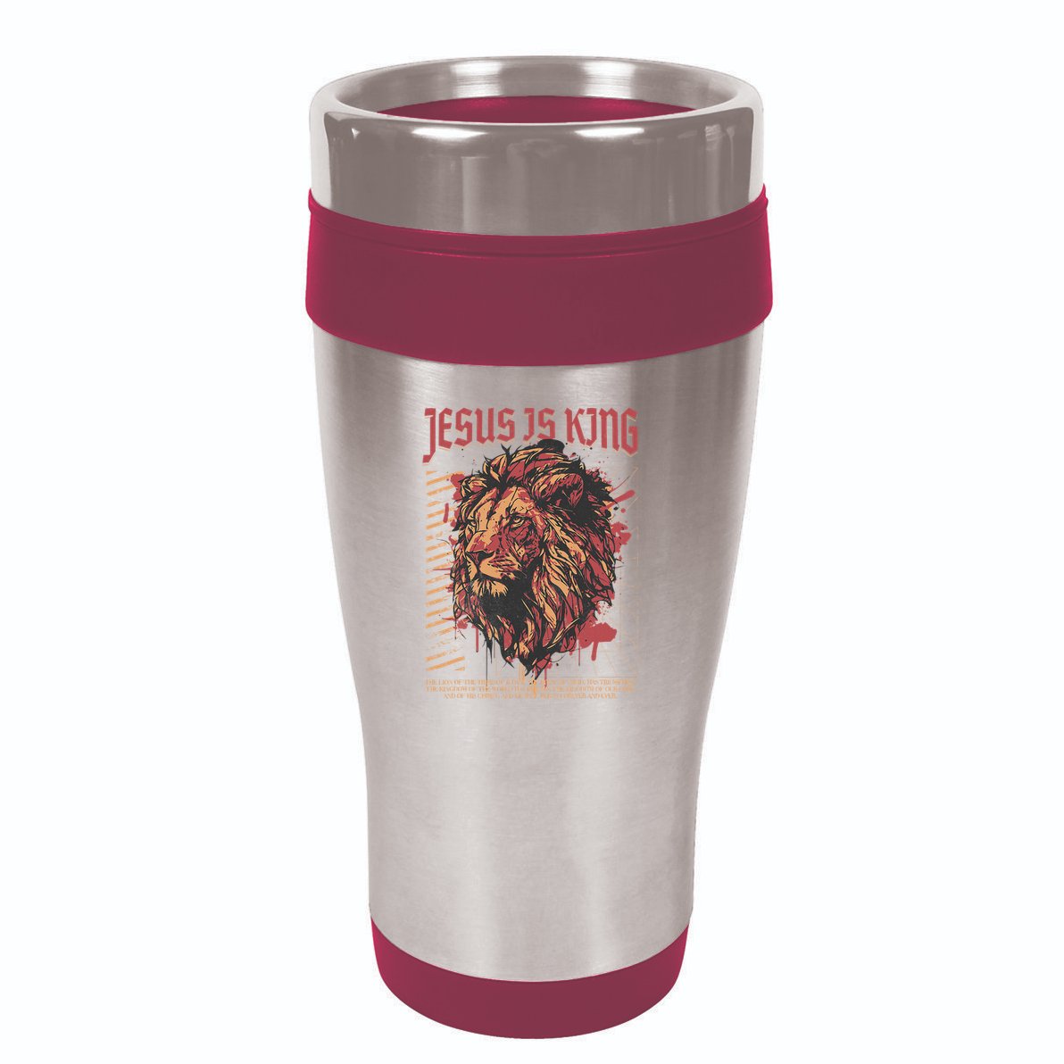 Jesus Is King Christian Lion Bible Scripture Faith Quote 16oz Travel Tumbler