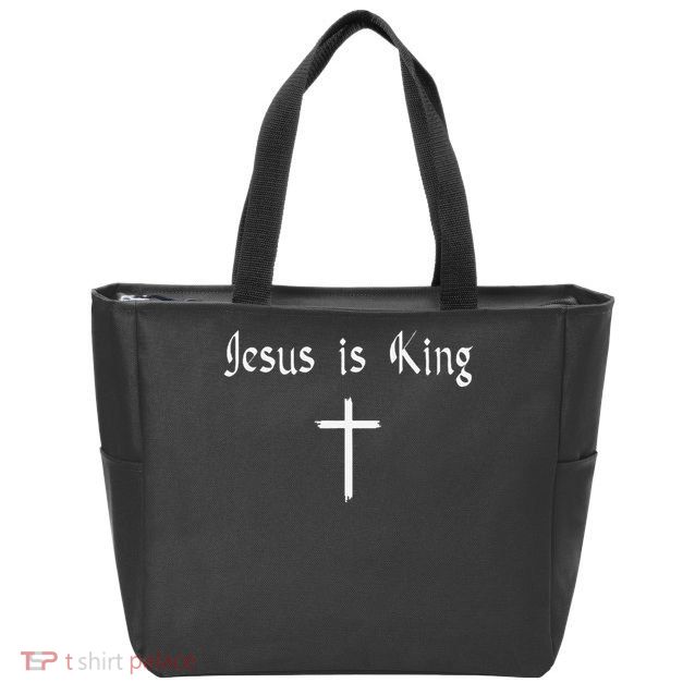 Jesus Is King Subtle Christian Minimalist Religious Zip Tote Bag