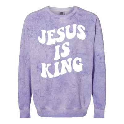 Jesus Is King Groovy Retro Christianity Colorblast Crewneck Sweatshirt