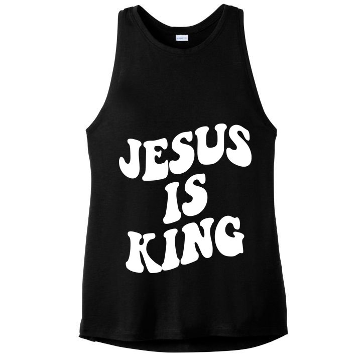 Jesus Is King Groovy Retro Christianity Ladies PosiCharge Tri-Blend Wicking Tank