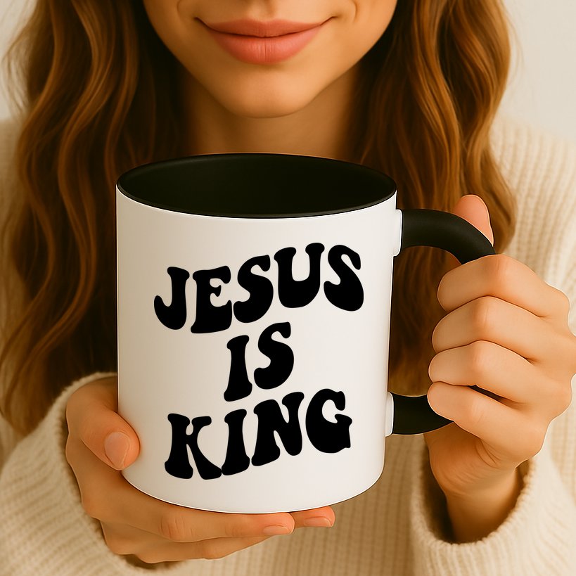 Jesus Is King Groovy Retro Christianity Mug
