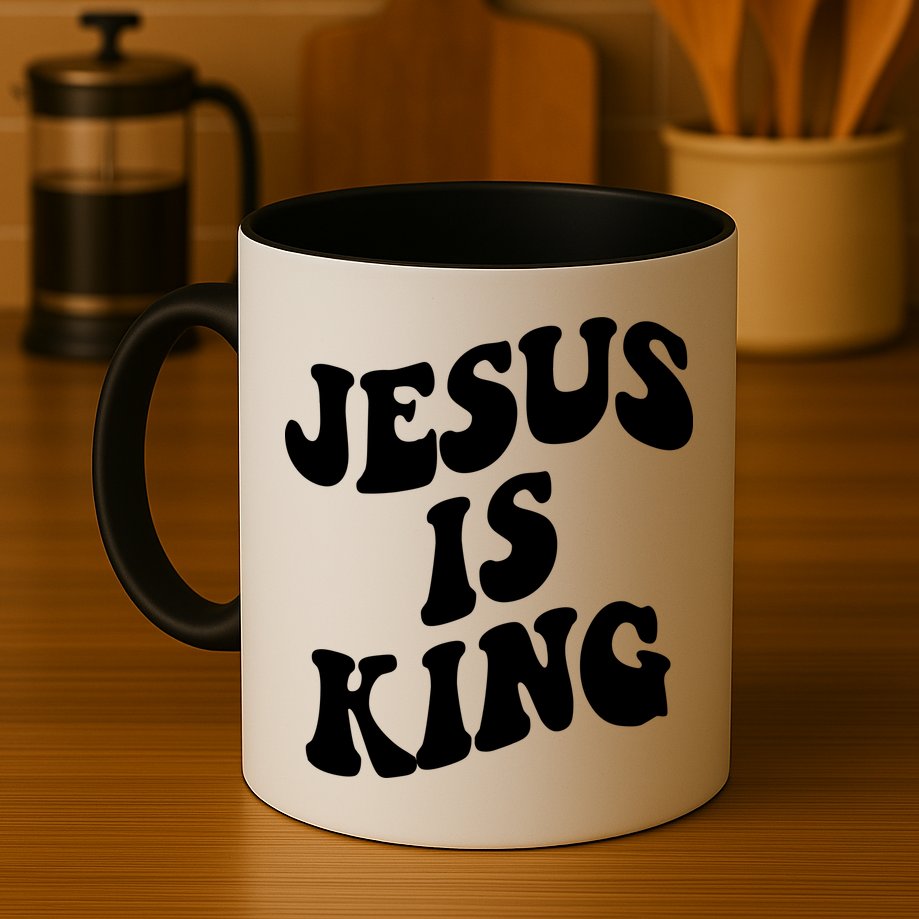 Jesus Is King Groovy Retro Christianity Mug