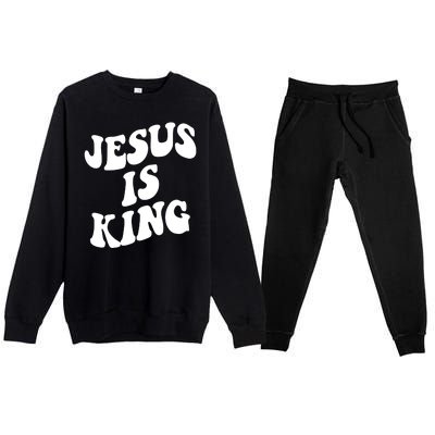 Jesus Is King Groovy Retro Christianity Premium Crewneck Sweatsuit Set