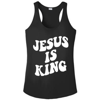 Jesus Is King Groovy Retro Christianity Ladies PosiCharge Competitor Racerback Tank