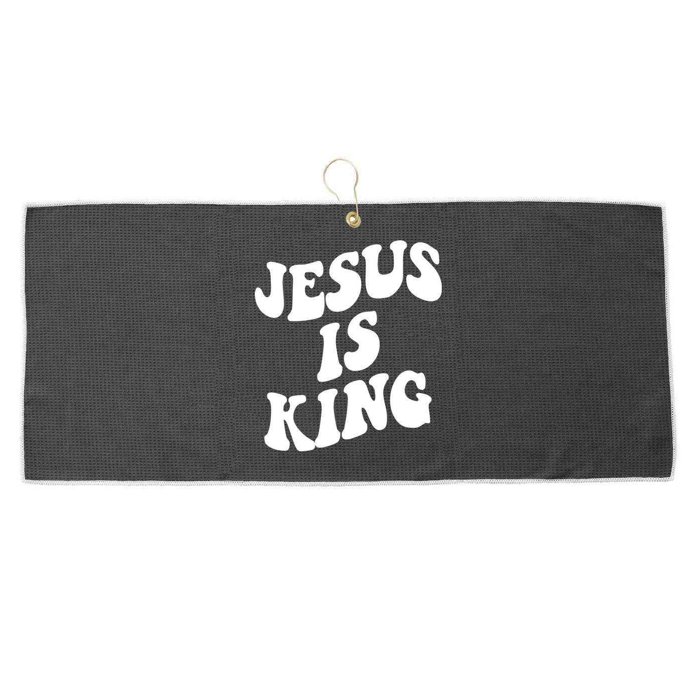 Jesus Is King Groovy Retro Christianity Large Microfiber Waffle Golf Towel