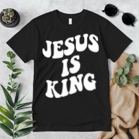 Jesus Is King Groovy Retro Christianity Premium T-Shirt
