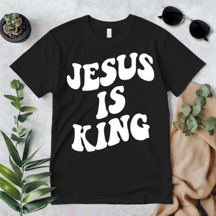 Jesus Is King Groovy Retro Christianity Premium T-Shirt