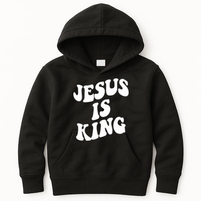 Jesus Is King Groovy Retro Christianity Kids Hoodie