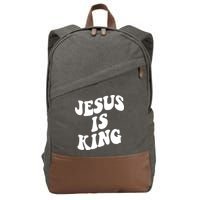 Jesus Is King Groovy Retro Christianity Cotton Canvas Backpack