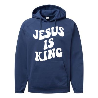 Jesus Is King Groovy Retro Christianity Performance Fleece Hoodie