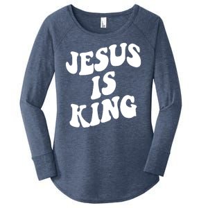 Jesus Is King Groovy Retro Christianity Women's Perfect Tri Tunic Long Sleeve Shirt