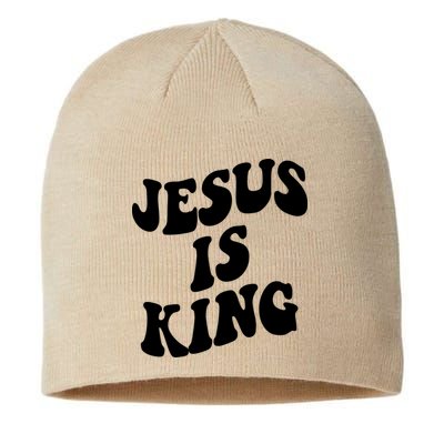 Jesus Is King Groovy Retro Christianity Sustainable Beanie
