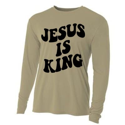 Jesus Is King Groovy Retro Christianity Cooling Performance Long Sleeve Crew