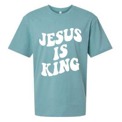 Jesus Is King Groovy Retro Christianity Sueded Cloud Jersey T-Shirt
