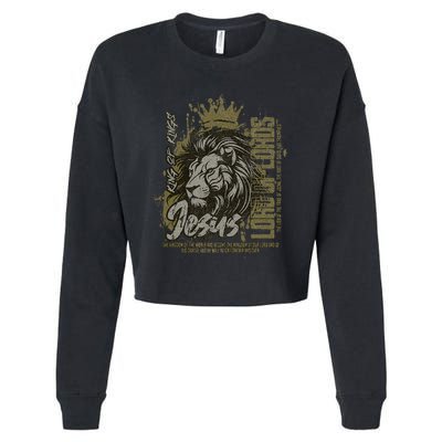 Jesus Is King Of Kings Jesus Lion Of Judah Christian Lion Cropped Pullover Crew