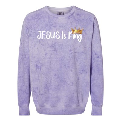 Jesus Is King Gift Religious Christian Merch Gift Colorblast Crewneck Sweatshirt