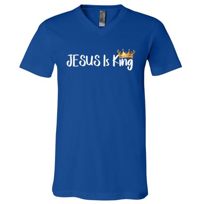 Jesus Is King Gift Religious Christian Merch Gift V-Neck T-Shirt