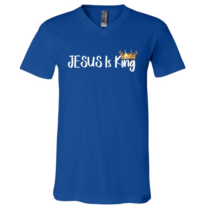 Jesus Is King Gift Religious Christian Merch Gift V-Neck T-Shirt