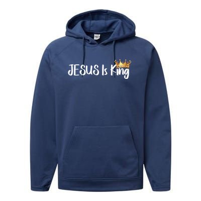 Jesus Is King Gift Religious Christian Merch Gift Performance Fleece Hoodie