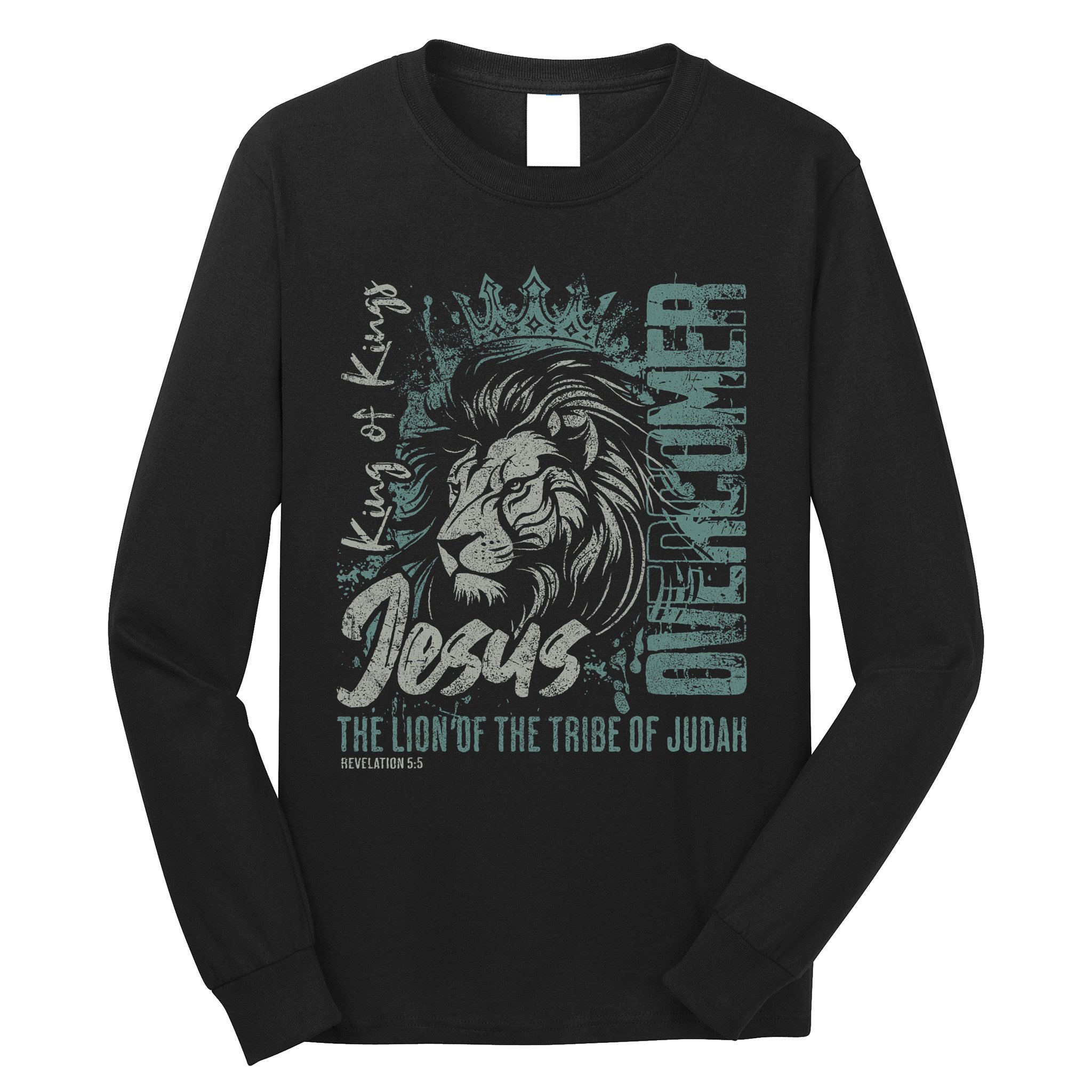 Jesus Is King Lion Of Judah Bible Faith Graphic Christian Long Sleeve Shirt