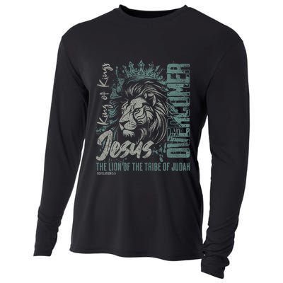 Jesus Is King Lion Of Judah Bible Faith Graphic Christian Cooling Performance Long Sleeve Crew