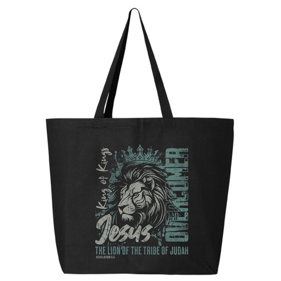 Jesus Is King Lion Of Judah Bible Faith Graphic Christian 25L Jumbo Tote