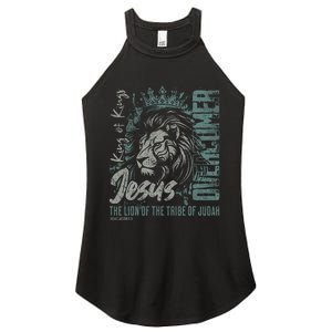 Jesus Is King Lion Of Judah Bible Faith Graphic Christian Women's Perfect Tri Rocker Tank