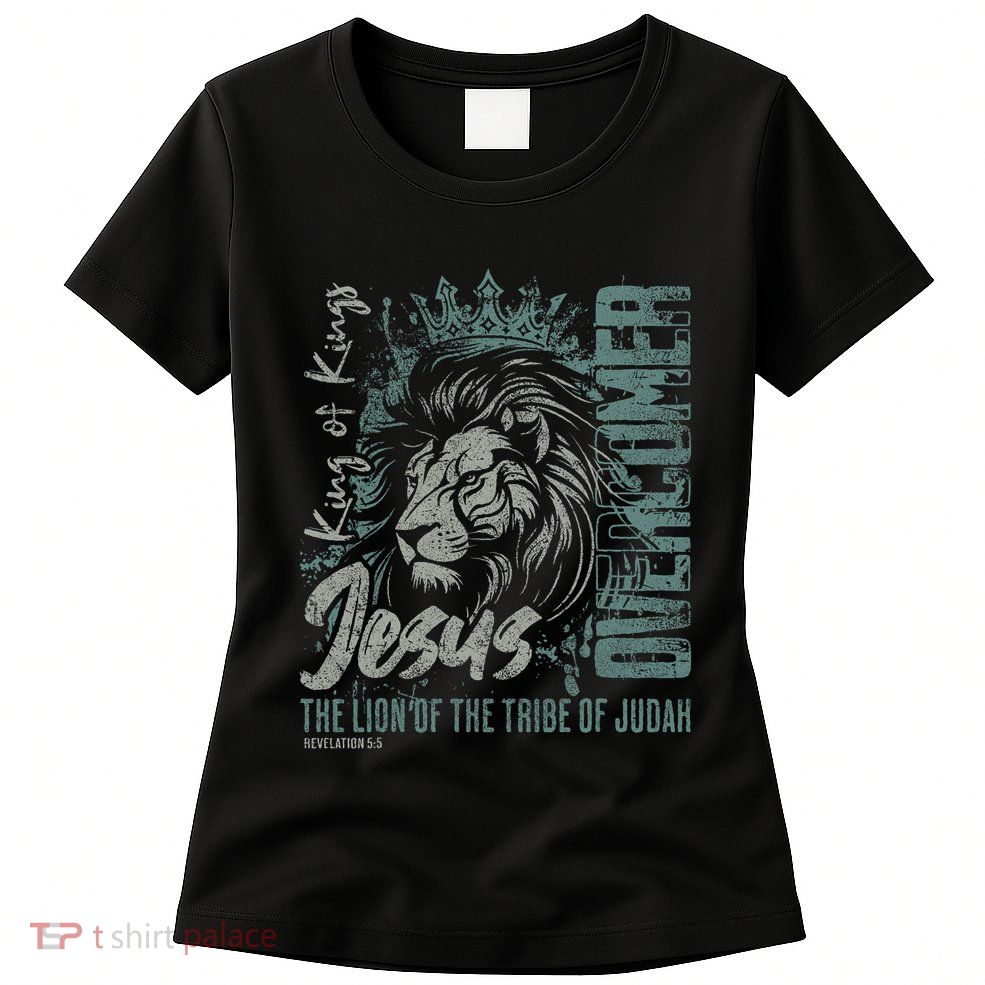 Jesus Is King Lion Of Judah Bible Faith Graphic Christian Womens T-Shirt